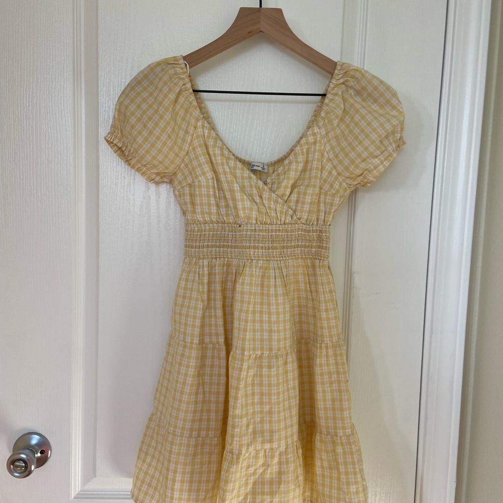 Hollister Yellow Checkered Mini Dress